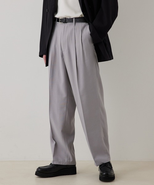 JUNRED（ジュンレッド）の「ドレープテクスチャー2タックワイドパンツ（スラックス・メンズ・ライトグレー/ブラック/ブルー系その他4・S/M/L）」の3枚目の写真