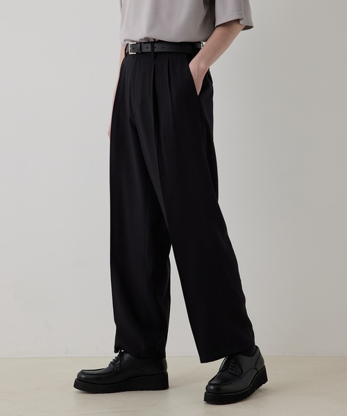 JUNRED（ジュンレッド）の「ドレープテクスチャー2タックワイドパンツ（スラックス・メンズ・ライトグレー/ブラック/ブルー系その他4・S/M/L）」の4枚目の写真