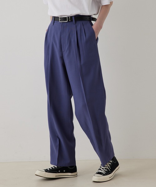 JUNRED（ジュンレッド）の「ドレープテクスチャー2タックワイドパンツ（スラックス・メンズ・ライトグレー/ブラック/ブルー系その他4・S/M/L）」の10枚目の写真