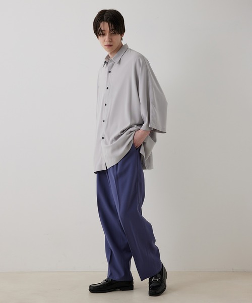 JUNRED（ジュンレッド）の「ドレープテクスチャー2タックワイドパンツ（スラックス・メンズ・ライトグレー/ブラック/ブルー系その他4・S/M/L）」の17枚目の写真