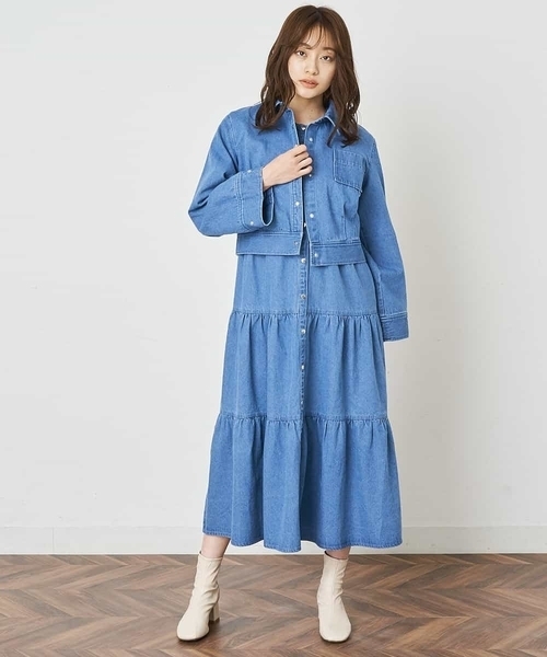 A de a.v.v（アードアー・ヴェ・ヴェ）の「［SET UP対応］デニムショート丈ジャケット（デニムジャケット・レディース・ブルー・36/38）」の2枚目の写真