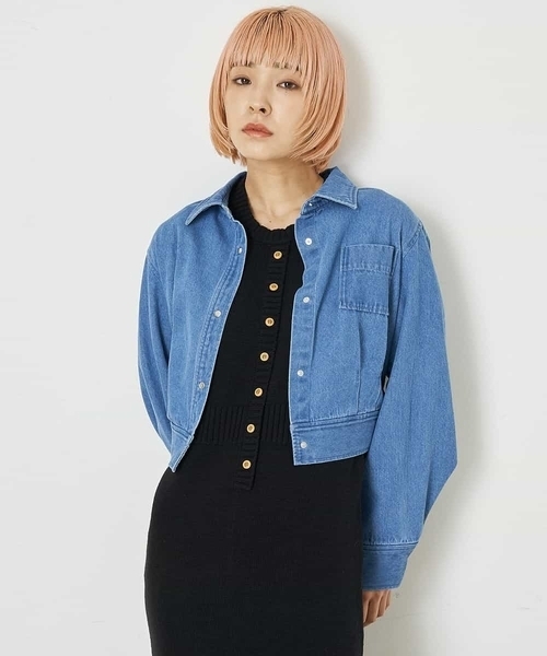 A de a.v.v（アードアー・ヴェ・ヴェ）の「［SET UP対応］デニムショート丈ジャケット（デニムジャケット・レディース・ブルー・36/38）」の6枚目の写真