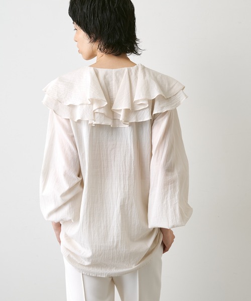 Whim Gazette ウィム ガゼット ネックギャザーフリルブラウス ネックフリルブラウス（シャツ/ブラウス）｜Whim Gazette