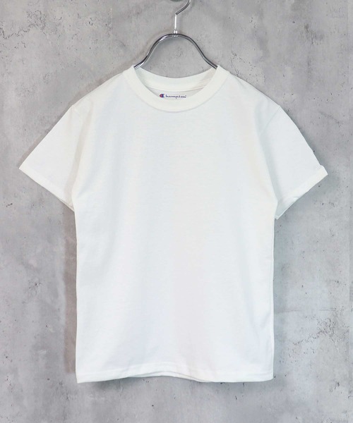 Champion(チャンピオン)の「Champion ワンポイント袖ロゴ クルーネック半袖Tシャツ キッズ(Tシャツ/カットソー・キッズ・オフホワイト/ダークグリーン/ネイビー/グレー/ブラック・S/M/L/XL)」の8枚目の写真