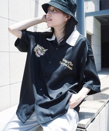 UNIIT | 【UNIIT/ユニット】高密度ポリツイル 刺繍シャツ ワッペンシャツ バック刺繍 オープンカラー 開襟(シャツ/ブラウス)