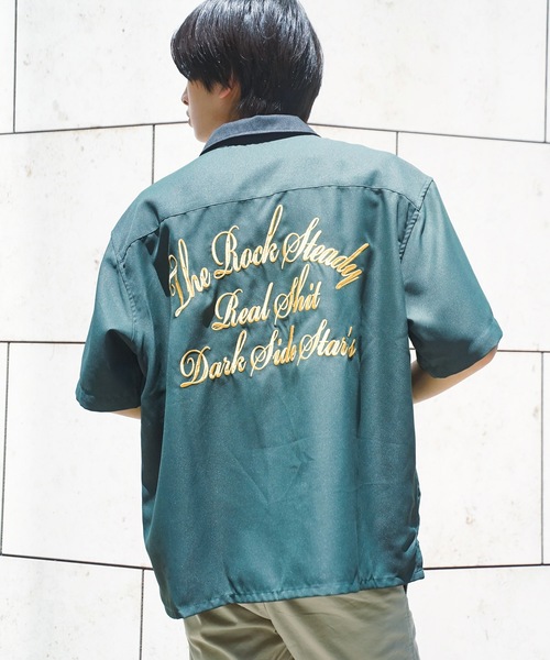 UNIIT（ユニット）の「【UNIIT/ユニット】高密度ポリツイル 刺繍シャツ ワッペンシャツ バック刺繍　オープンカラー　開襟（シャツ/ブラウス・メンズ・ホワイト/ブラック/ダークグリーン/ベージュ・MEDIUM/LARGE）」の4枚目の写真