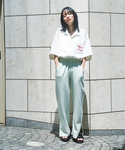 UNIIT（ユニット）の「【UNIIT/ユニット】高密度ポリツイル 刺繍シャツ ワッペンシャツ バック刺繍　オープンカラー　開襟（シャツ/ブラウス・メンズ・ホワイト/ブラック/ダークグリーン/ベージュ・MEDIUM/LARGE）」の7枚目の写真