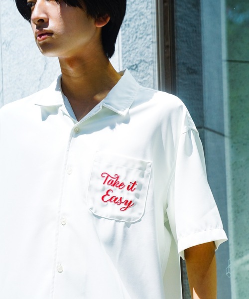 UNIIT（ユニット）の「【UNIIT/ユニット】高密度ポリツイル 刺繍シャツ ワッペンシャツ バック刺繍　オープンカラー　開襟（シャツ/ブラウス・メンズ・ホワイト/ブラック/ダークグリーン/ベージュ・MEDIUM/LARGE）」の11枚目の写真