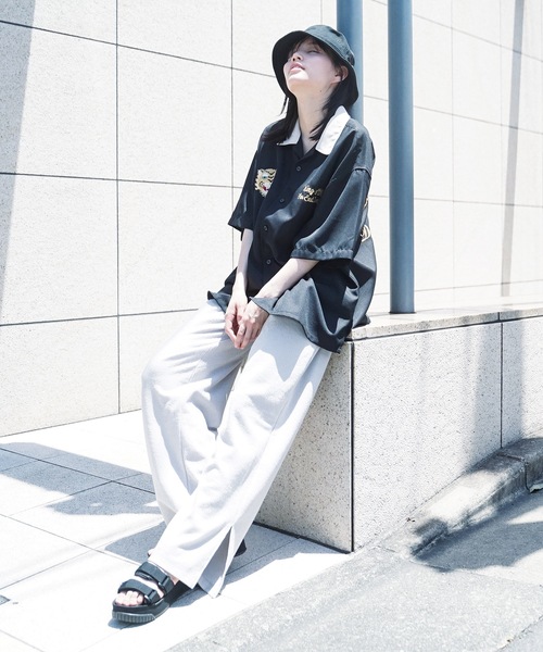 UNIIT（ユニット）の「【UNIIT/ユニット】高密度ポリツイル 刺繍シャツ ワッペンシャツ バック刺繍　オープンカラー　開襟（シャツ/ブラウス・メンズ・ホワイト/ブラック/ダークグリーン/ベージュ・MEDIUM/LARGE）」の19枚目の写真