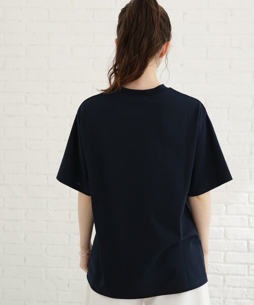 Cutie Blonde（キューティーブロンド）の「◆カレッジプリントビッグTシャツ（Tシャツ/カットソー・レディース・ネイビー/オレンジ/ライトグリーン/サンドベージュ・00）」の8枚目の写真