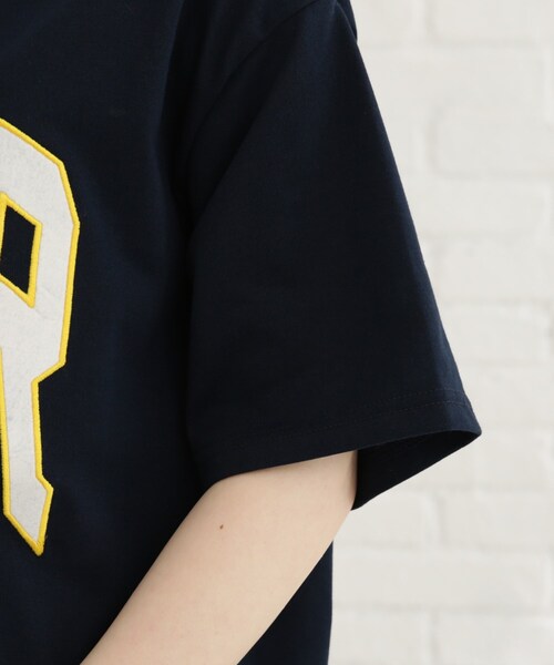 Cutie Blonde（キューティーブロンド）の「◆カレッジプリントビッグTシャツ（Tシャツ/カットソー・レディース・ネイビー/オレンジ/ライトグリーン/サンドベージュ・00）」の10枚目の写真