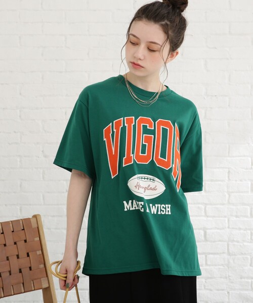 Cutie Blonde（キューティーブロンド）の「◆カレッジプリントビッグTシャツ（Tシャツ/カットソー・レディース・ネイビー/オレンジ/ライトグリーン/サンドベージュ・00）」の13枚目の写真