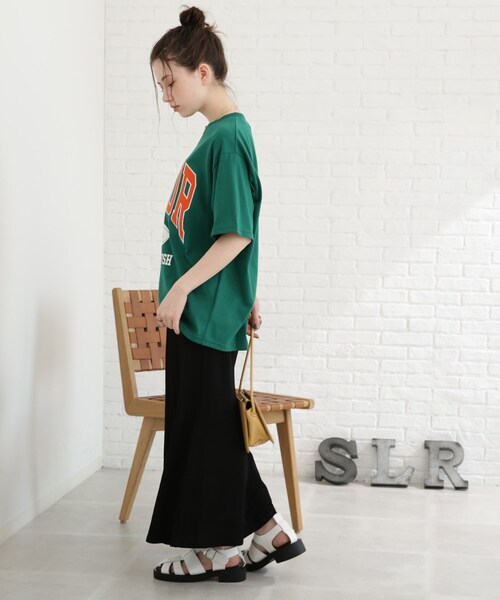 Cutie Blonde（キューティーブロンド）の「◆カレッジプリントビッグTシャツ（Tシャツ/カットソー・レディース・ネイビー/オレンジ/ライトグリーン/サンドベージュ・00）」の17枚目の写真