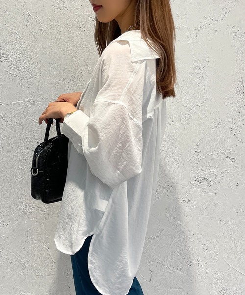 apres jour mignon（アプレジュールミニョン）の「カラーシャツ【ZOZOTOWN限定アイテム】（シャツ/ブラウス・レディース・オフホワイト/ピンク/オレンジ/グリーン/ブラック/ダークブルー・X-LARGE/フリー）」の11枚目の写真