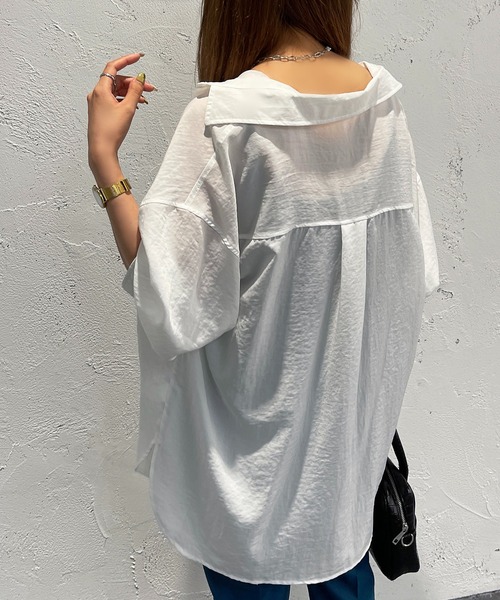 apres jour mignon（アプレジュールミニョン）の「カラーシャツ【ZOZOTOWN限定アイテム】（シャツ/ブラウス・レディース・オフホワイト/ピンク/オレンジ/グリーン/ブラック/ダークブルー・X-LARGE/フリー）」の12枚目の写真