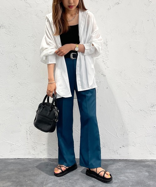 apres jour mignon（アプレジュールミニョン）の「カラーシャツ【ZOZOTOWN限定アイテム】（シャツ/ブラウス・レディース・オフホワイト/ピンク/オレンジ/グリーン/ブラック/ダークブルー・X-LARGE/フリー）」の13枚目の写真