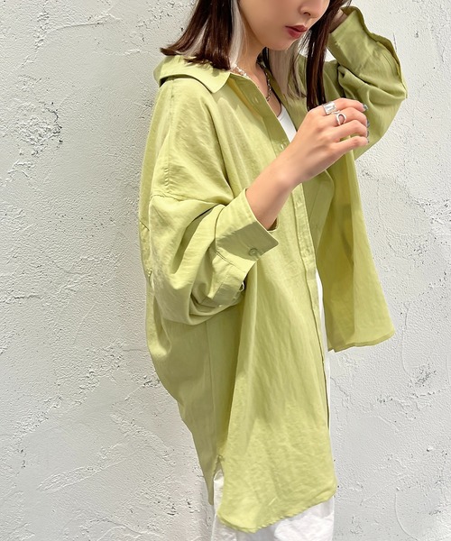 apres jour mignon（アプレジュールミニョン）の「カラーシャツ【ZOZOTOWN限定アイテム】（シャツ/ブラウス・レディース・オフホワイト/ピンク/オレンジ/グリーン/ブラック/ダークブルー・X-LARGE/フリー）」の17枚目の写真