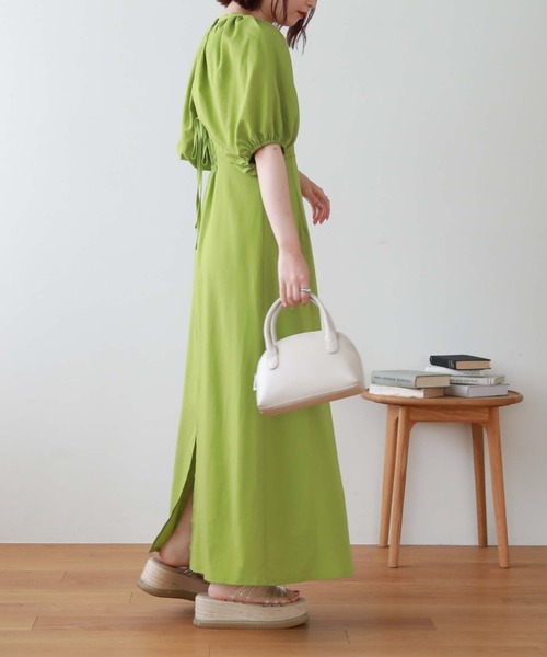 【web先行予約】バックオープンギャザースリーブワンピース