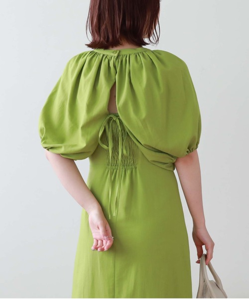 【web先行予約】バックオープンギャザースリーブワンピース