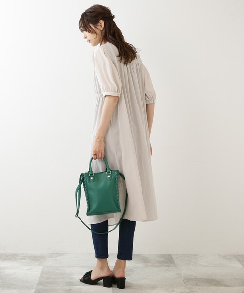 DRESKIP（ドレスキップ）の「◆かがりスクエアショルダーバッグ（ショルダーバッグ・レディース・グレー/アイボリー/グリーン・00）」の12枚目の写真