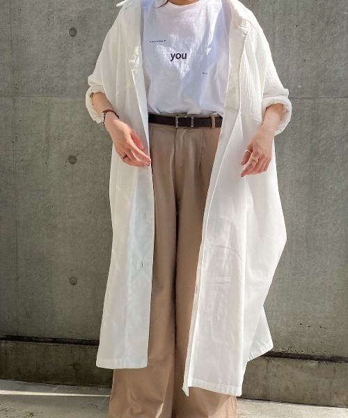 spoon store(スプーンストア)の「ガーゼ切り替えワンピース(ワンピース・レディース・オフホワイト/カーキ・フリー)」の1枚目の写真