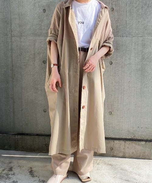 spoon store(スプーンストア)の「ガーゼ切り替えワンピース(ワンピース・レディース・オフホワイト/カーキ・フリー)」の11枚目の写真