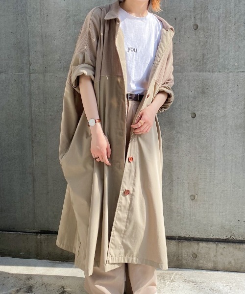 spoon store(スプーンストア)の「ガーゼ切り替えワンピース(ワンピース・レディース・オフホワイト/カーキ・フリー)」の12枚目の写真