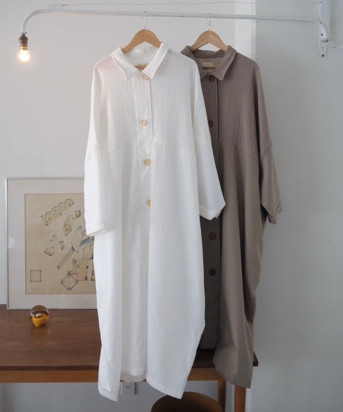 spoon store(スプーンストア)の「ガーゼ切り替えワンピース(ワンピース・レディース・オフホワイト/カーキ・フリー)」の20枚目の写真