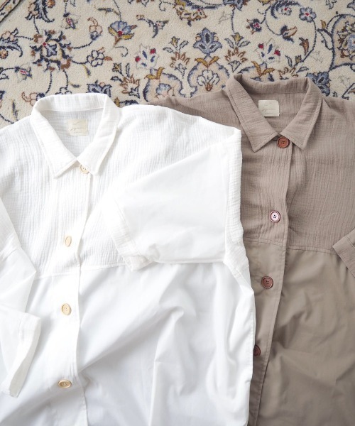 spoon store(スプーンストア)の「ガーゼ切り替えワンピース(ワンピース・レディース・オフホワイト/カーキ・フリー)」の22枚目の写真