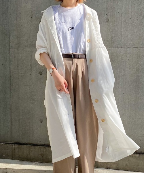 spoon store(スプーンストア)の「ガーゼ切り替えワンピース(ワンピース・レディース・オフホワイト/カーキ・フリー)」の3枚目の写真