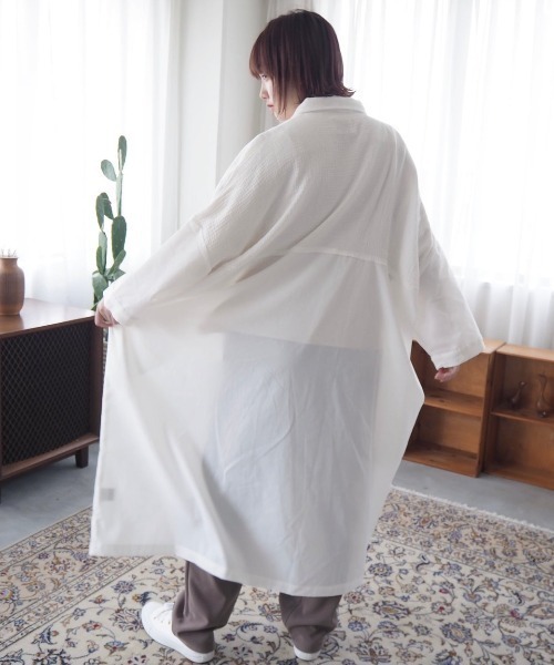 spoon store(スプーンストア)の「ガーゼ切り替えワンピース(ワンピース・レディース・オフホワイト/カーキ・フリー)」の8枚目の写真