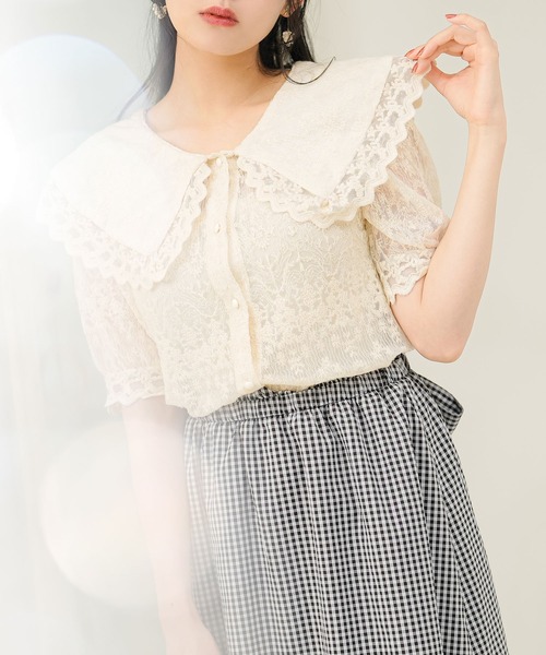 Newlyme(ニューリーミー)の「レースセーラーブラウス(シャツ/ブラウス・レディース・アイボリー/ブラック・MEDIUM/LARGE/X-LARGE/XX-LARGE/SMALL)」の6枚目の写真