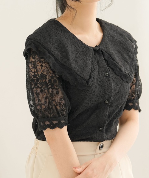 Newlyme(ニューリーミー)の「レースセーラーブラウス(シャツ/ブラウス・レディース・アイボリー/ブラック・MEDIUM/LARGE/X-LARGE/XX-LARGE/SMALL)」の15枚目の写真