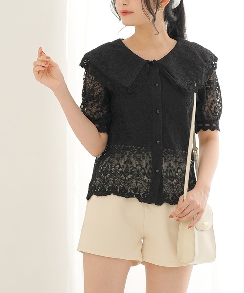 Newlyme(ニューリーミー)の「レースセーラーブラウス(シャツ/ブラウス・レディース・アイボリー/ブラック・MEDIUM/LARGE/X-LARGE/XX-LARGE/SMALL)」の17枚目の写真