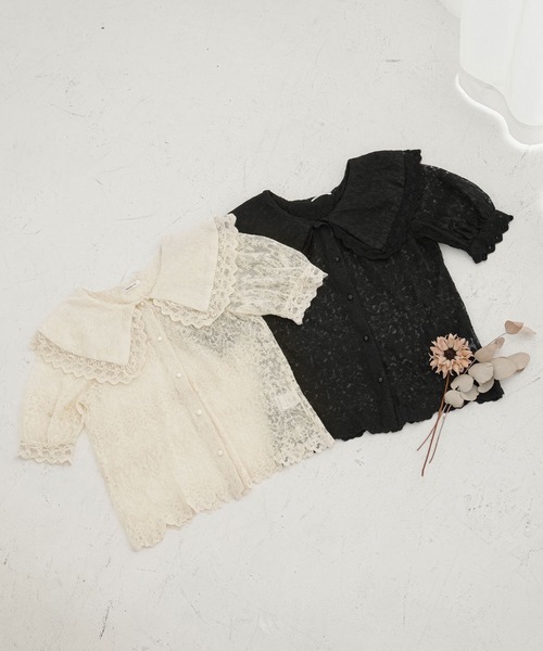 Newlyme(ニューリーミー)の「レースセーラーブラウス(シャツ/ブラウス・レディース・アイボリー/ブラック・MEDIUM/LARGE/X-LARGE/XX-LARGE/SMALL)」の18枚目の写真