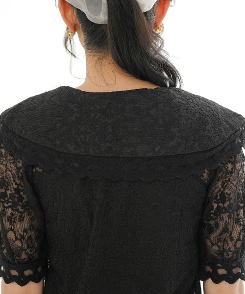 Newlyme(ニューリーミー)の「レースセーラーブラウス(シャツ/ブラウス・レディース・アイボリー/ブラック・MEDIUM/LARGE/X-LARGE/XX-LARGE/SMALL)」の3枚目の写真