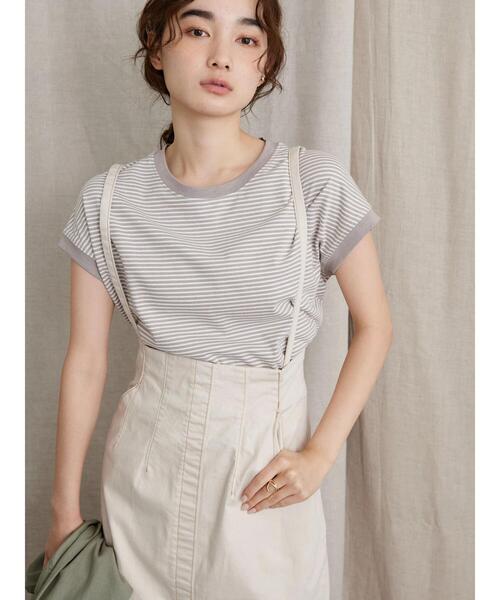 AMERICAN HOLIC（アメリカンホリック）の「フレンチスリーブカットプルオーバー（Tシャツ/カットソー・レディース・ブラック/ブラック系その他4/オフホワイト/グレイッシュベージュ/パープル/グレー系その他4・M/L）」の14枚目の写真