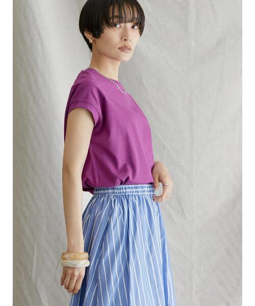 AMERICAN HOLIC（アメリカンホリック）の「フレンチスリーブカットプルオーバー（Tシャツ/カットソー・レディース・ブラック/ブラック系その他4/オフホワイト/グレイッシュベージュ/パープル/グレー系その他4・M/L）」の16枚目の写真