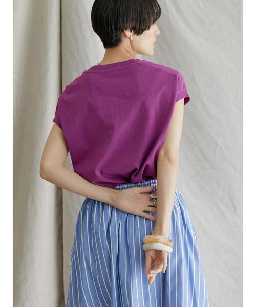 AMERICAN HOLIC（アメリカンホリック）の「フレンチスリーブカットプルオーバー（Tシャツ/カットソー・レディース・ブラック/ブラック系その他4/オフホワイト/グレイッシュベージュ/パープル/グレー系その他4・M/L）」の18枚目の写真