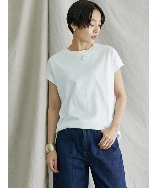 AMERICAN HOLIC（アメリカンホリック）の「フレンチスリーブカットプルオーバー（Tシャツ/カットソー・レディース・ブラック/ブラック系その他4/オフホワイト/グレイッシュベージュ/パープル/グレー系その他4・M/L）」の2枚目の写真