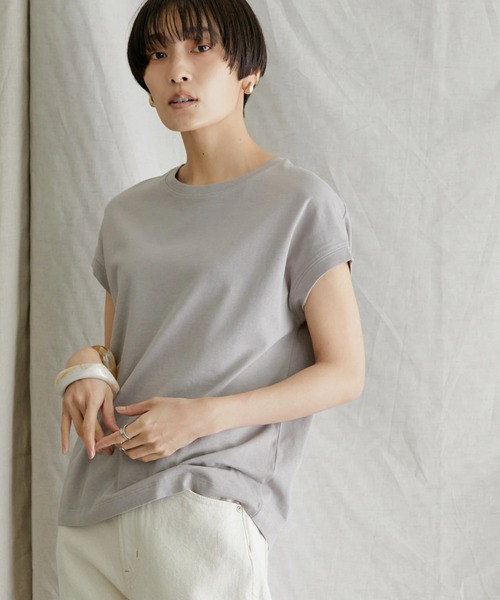 AMERICAN HOLIC（アメリカンホリック）の「フレンチスリーブカットプルオーバー（Tシャツ/カットソー・レディース・ブラック/ブラック系その他4/オフホワイト/グレイッシュベージュ/パープル/グレー系その他4・M/L）」の5枚目の写真