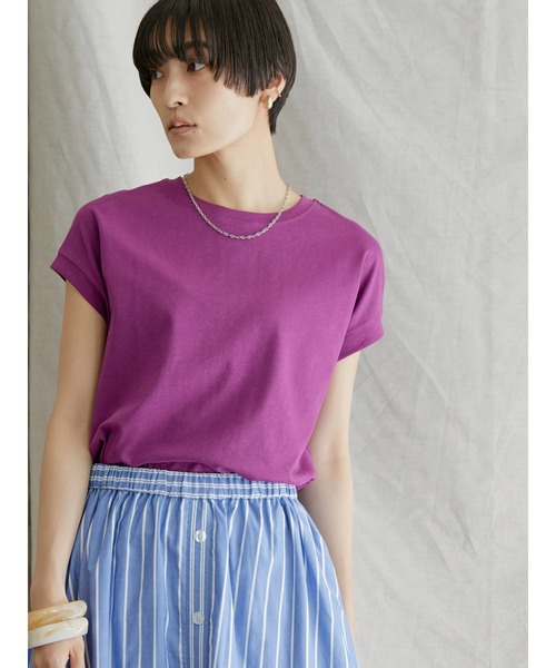 AMERICAN HOLIC（アメリカンホリック）の「フレンチスリーブカットプルオーバー（Tシャツ/カットソー・レディース・ブラック/ブラック系その他4/オフホワイト/グレイッシュベージュ/パープル/グレー系その他4・M/L）」の8枚目の写真