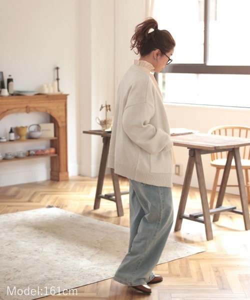 DONOBAN（ドノバン）の「モヘアタッチカーディガン（カーディガン/ボレロ・レディース・ベージュ/ピンク/オレンジ/ブルー/グリーン/ライトグリーン/モカ・F）」の13枚目の写真