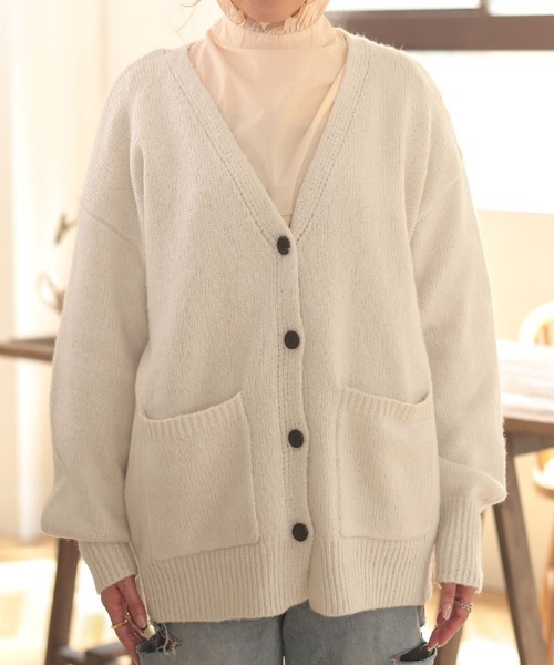 DONOBAN（ドノバン）の「モヘアタッチカーディガン（カーディガン/ボレロ・レディース・ベージュ/ピンク/オレンジ/ブルー/グリーン/ライトグリーン/モカ・F）」の21枚目の写真