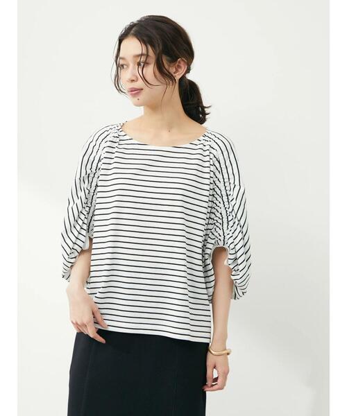 RAY CASSIN FAVORI（レイカズンフェバリ）の「・RAY CASSINボーダードロストプルオーバー（Tシャツ/カットソー・レディース・ネイビー/ブラック/オフホワイト/ピンク・FREE）」の5枚目の写真