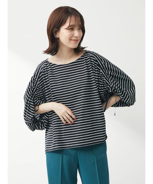 RAY CASSIN FAVORI（レイカズンフェバリ）の「・RAY CASSINボーダードロストプルオーバー（Tシャツ/カットソー・レディース・ネイビー/ブラック/オフホワイト/ピンク・FREE）」の6枚目の写真