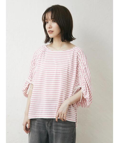 RAY CASSIN FAVORI（レイカズンフェバリ）の「・RAY CASSINボーダードロストプルオーバー（Tシャツ/カットソー・レディース・ネイビー/ブラック/オフホワイト/ピンク・FREE）」の7枚目の写真