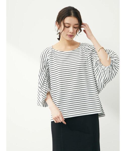 RAY CASSIN FAVORI（レイカズンフェバリ）の「・RAY CASSINボーダードロストプルオーバー（Tシャツ/カットソー・レディース・ネイビー/ブラック/オフホワイト/ピンク・FREE）」の12枚目の写真