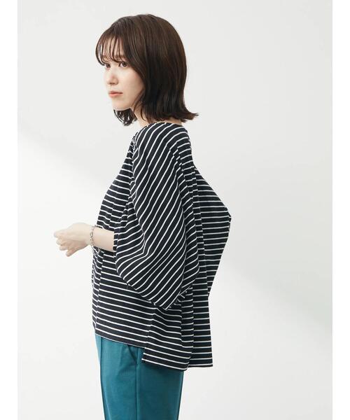 RAY CASSIN FAVORI（レイカズンフェバリ）の「・RAY CASSINボーダードロストプルオーバー（Tシャツ/カットソー・レディース・ネイビー/ブラック/オフホワイト/ピンク・FREE）」の22枚目の写真