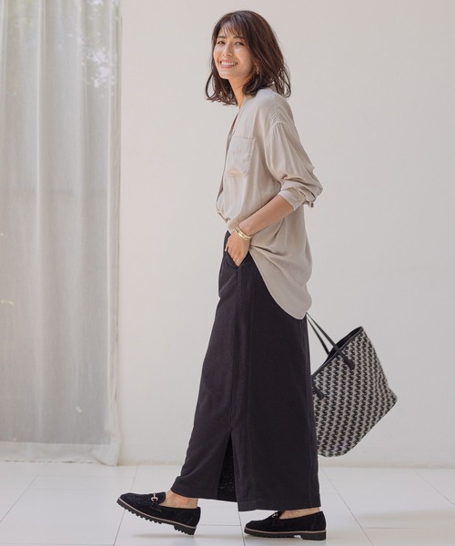 BAYFLOW(ベイフロー)の「ベーシックスキッパーシャツ(シャツ/ブラウス・レディース・ベージュ/レッド/アイボリー/チャコール・FREE)」の5枚目の写真
